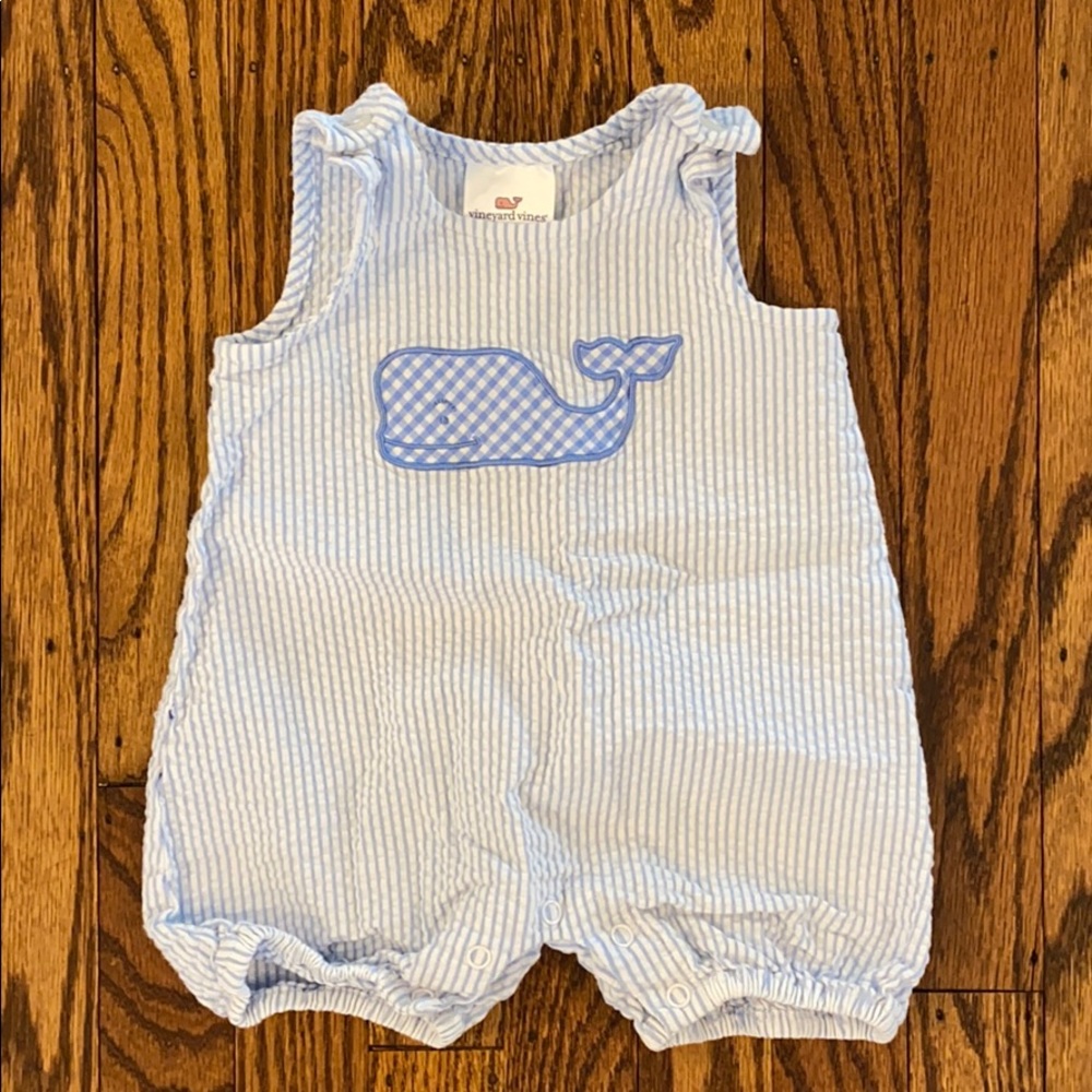 Vineyard Vines Seersucker Romper Overalls